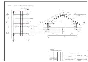 План мауэрлатов, балок, прогонов, стропил навеса. Разрез 5-5